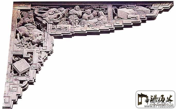 渠家大院戏楼前檐木雕