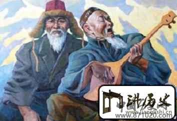 行走在草原上的哈萨克族游吟诗人