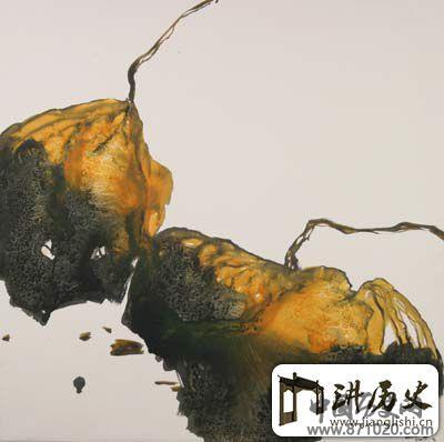 张玉馨作品：金莲(布上水墨丙烯画)