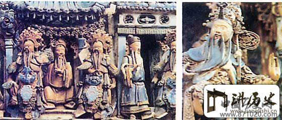 佛山祖庙瓦脊上的戏曲故事人物陶塑