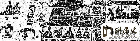 四川省郫县东汉墓出土石棺宴饮百戏石刻