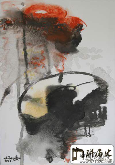 张玉馨作品：金莲(布上水墨丙烯画)